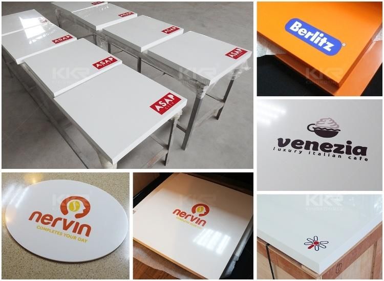 Restaurant Black Acrylic Resin Table Top with Logo