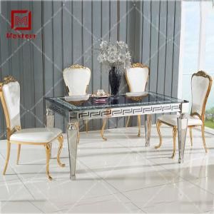 Luxury Modern Stainless Steel Glass Wedding Table Set for Dining Room