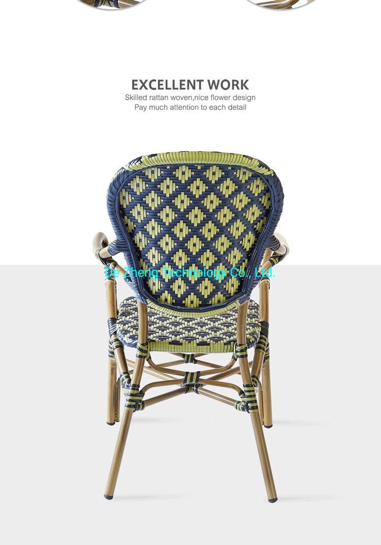 Outdoor Wedding Wholesale Restaurant Furniture PE Rattan Wicker Bar Chair with Aluminum Frame