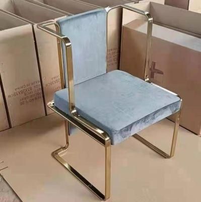 High-Quality Artificial Manufacturing Furniture Dining Chairs with Metal Legs Black Iron Legs Gilded Chair for Wedding Party
