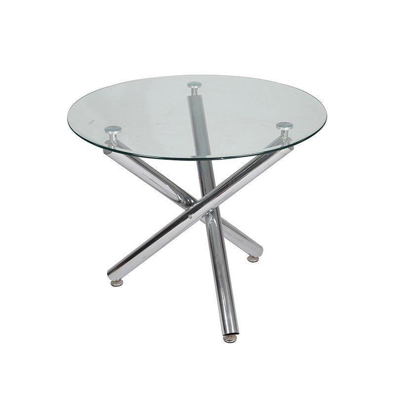 Fast Food Dining Table Side Table Tempered Glass Top Restaurant Table