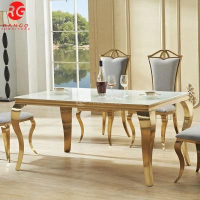 Luxury Light Grey Dining Table Dining Table Set Marble Top UK Style with 6 Chairs Dining Table