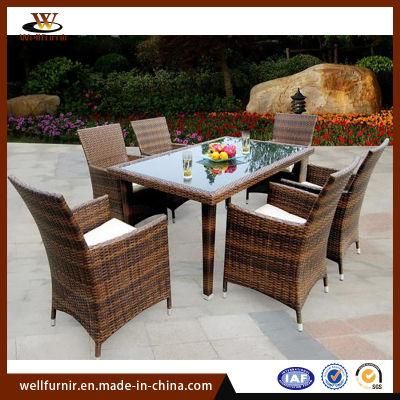 PE Rattan Garden Furniture Table Dining Set with Chair (WF-203-2)