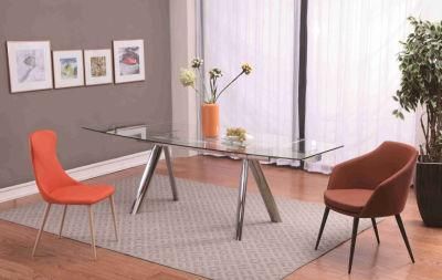 Simple Modern Clear Tempered Glass Dining Table