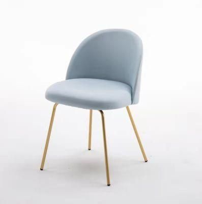 Wholesale Modern Light Luxury Furniture Stainless Steel Gold Legs Velvet Dining Room Chair