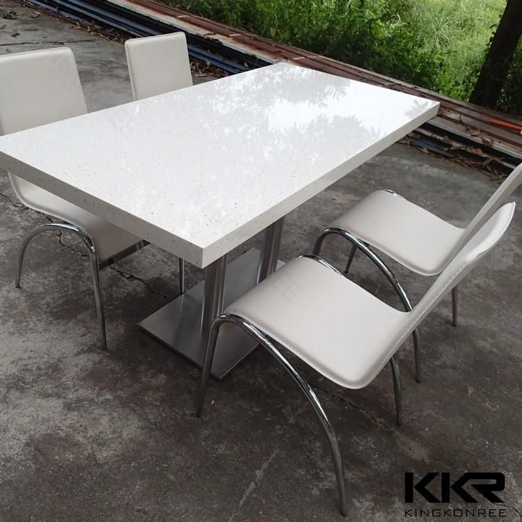 Glacier White Resin Stone Rectangular Food Court Dining Table