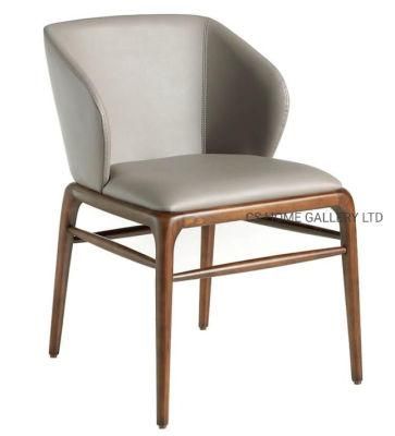 Wooden Factory Furniture Modern PVC Hotel Restaurant Arm Dining Chair