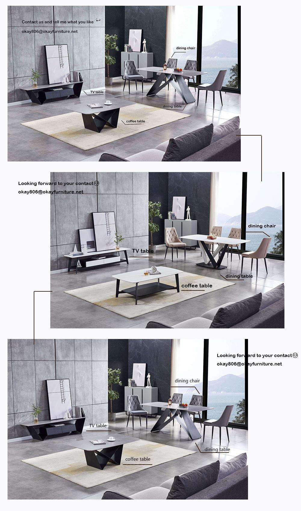 Nordic Light Luxury Marble Coffee Table Modern Simple Black Metal Creative Center Table Living Room Furniture Side Table
