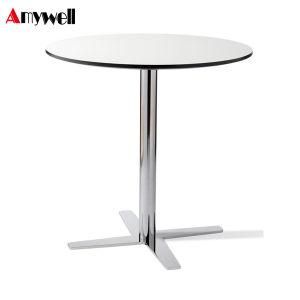 Waterproof HPL Compact Pure Antique White Round Restaurant Dining Table