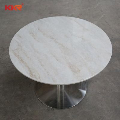 Round White Artificial Marble Solid Surface Stone Dining Table for Kfc (20010811)