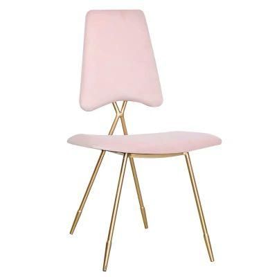 Luxury Home Furniture Velvet Fabric Gold Chrome Leg Dining Chair