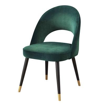 Hot Sale French Luxury Velvet Dining Chair with Metal Legs