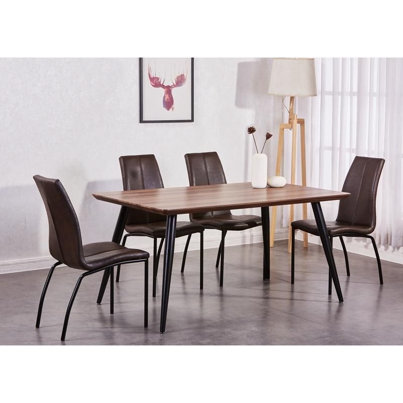 Modern Furniture Home Dining Table European Modern Wooden Table Iron Legs Dining Table