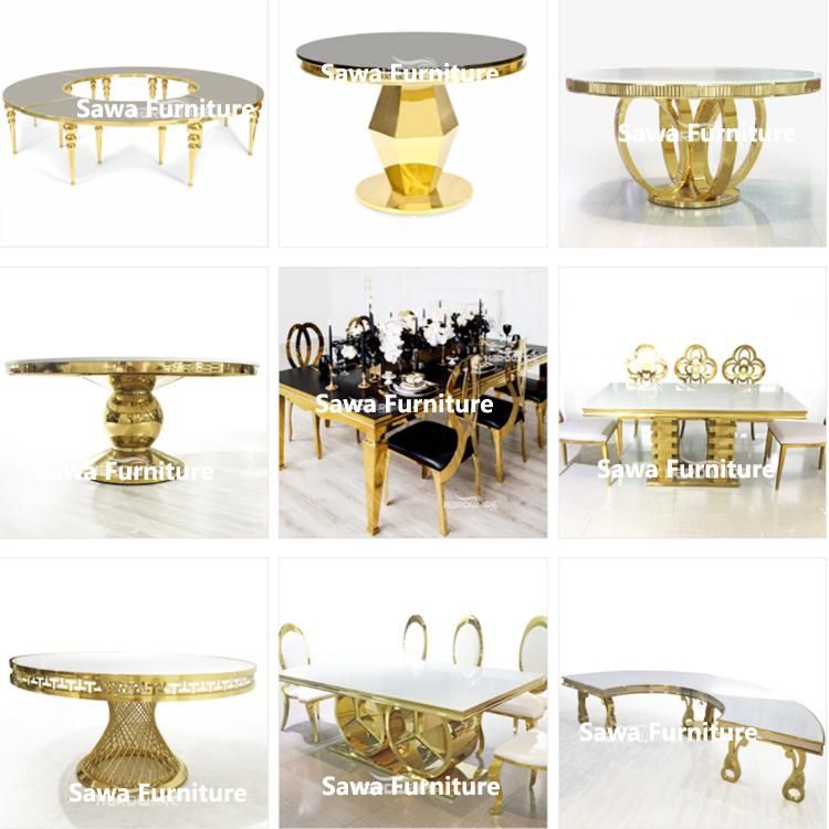 Luxury Modern Wedding Stainless Steel Dining Table and Chair Sets