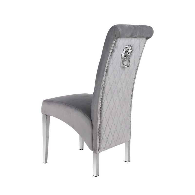 2021 Wholesale Hotel Luxury Stainless Steel Metal Frame Velvet Fabric Dining Chair for Dining Room