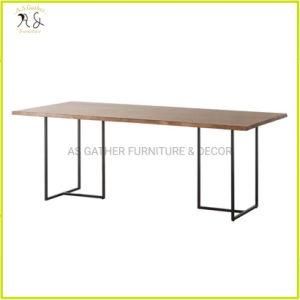 Natural and Black Finish Prairie Solid Wood Dining Restaurant Table