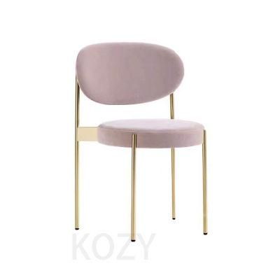 Elegant Simple Design Dining Room Furniture Cherry Color Velvet Dining Chair