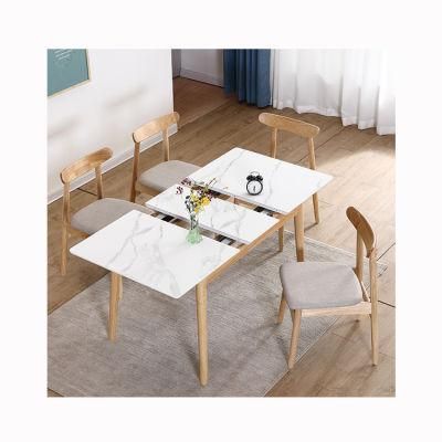 Nordic Style Space Saving Dining Table Modern Marble Sintered Stone Black Extension Extendable Square Dining Table