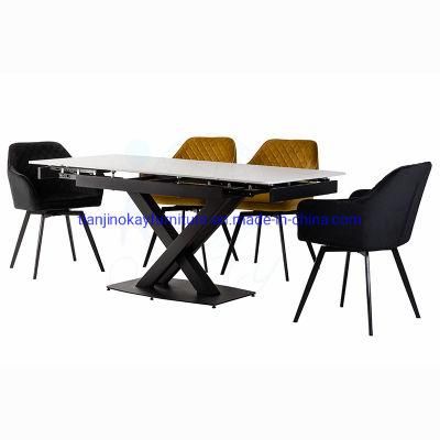 Italian Modern Furniture Dining Table Sets Luxury 6 Chairs Sintered Stone Ceramic Marble Dining Table Set