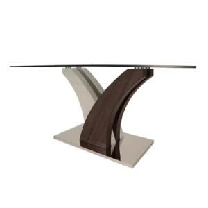 Modern Rectangle Y Shape Glass Simple Design Dining Room Table