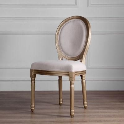 Kvj-7139 Stackable Gold Rubber Wood Wedding Party Banquet Louis Chair