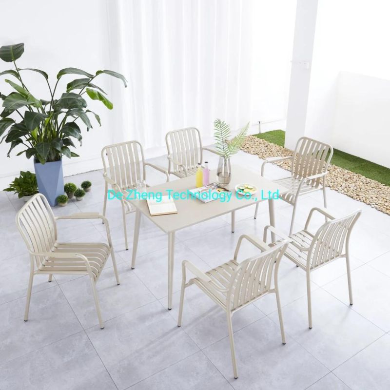 6 Seat Garden Chair and Table Aluminum Outdoor Garden Sets Foldable Dining Table Set