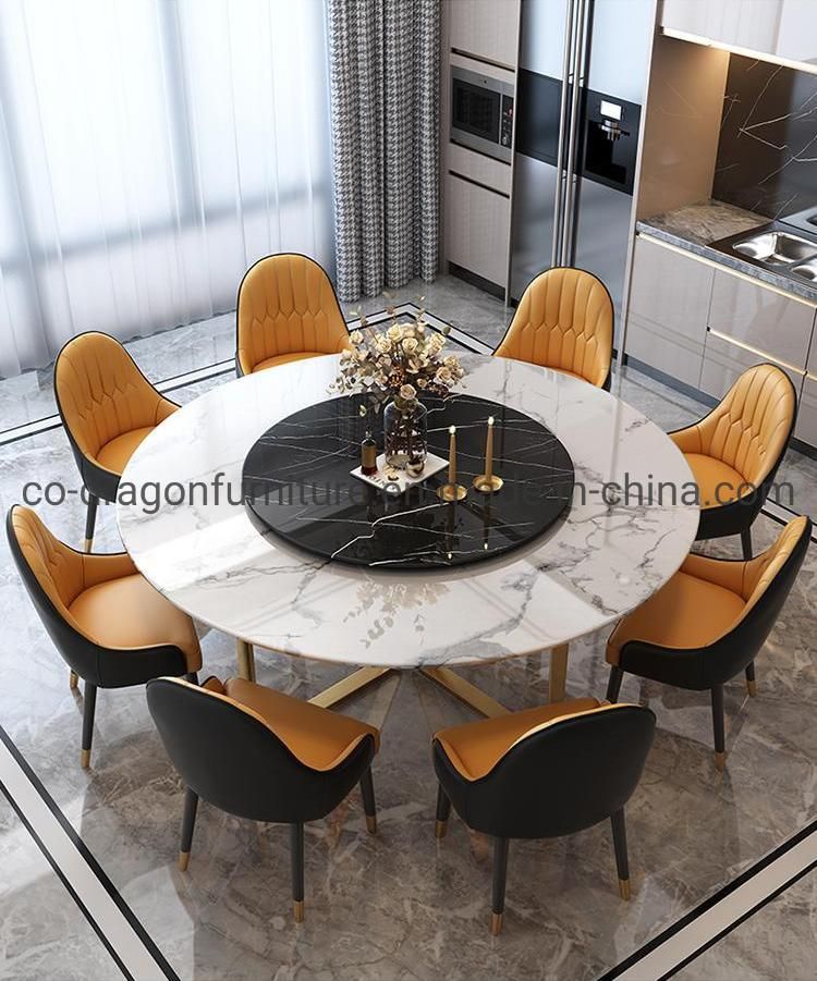 Modern Luxury Dining furniture Steel Dining Table with Marble Top