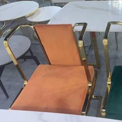 Classic Italian Furniture Stainless Steel Legs Dining Room Chair Grey Upholstered Velvet Dining Chairs for Single Use