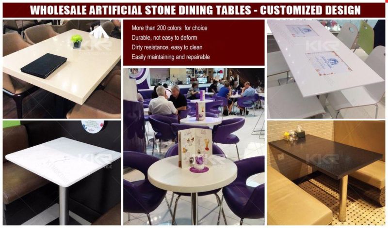 Luxury Artificial Marble Stone Dining Table Set with Chairs, Solid Surface Restaurant Table