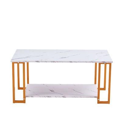 Faux Marble Round Wood Marble Top Gold Coffee Table with MDF Top for Sale