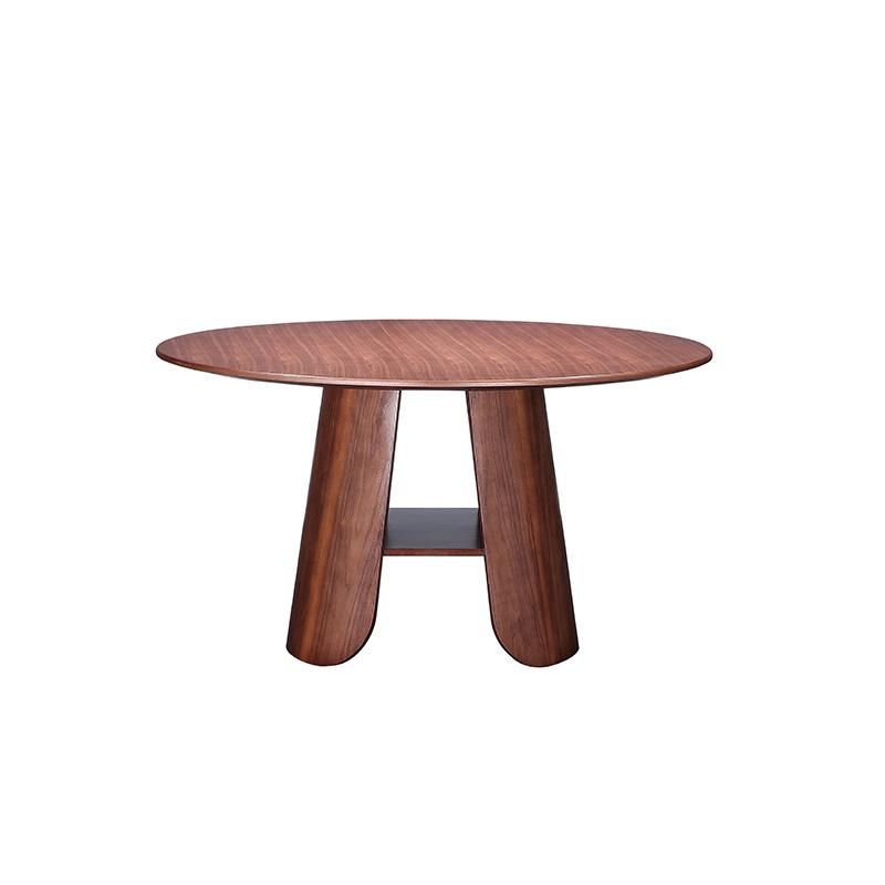 OEM/ODM Modern Design Hotel Villa Apartment Home House Furniture Dining Table Round Marble Top Walnut Solid Wood Leg Dining Table