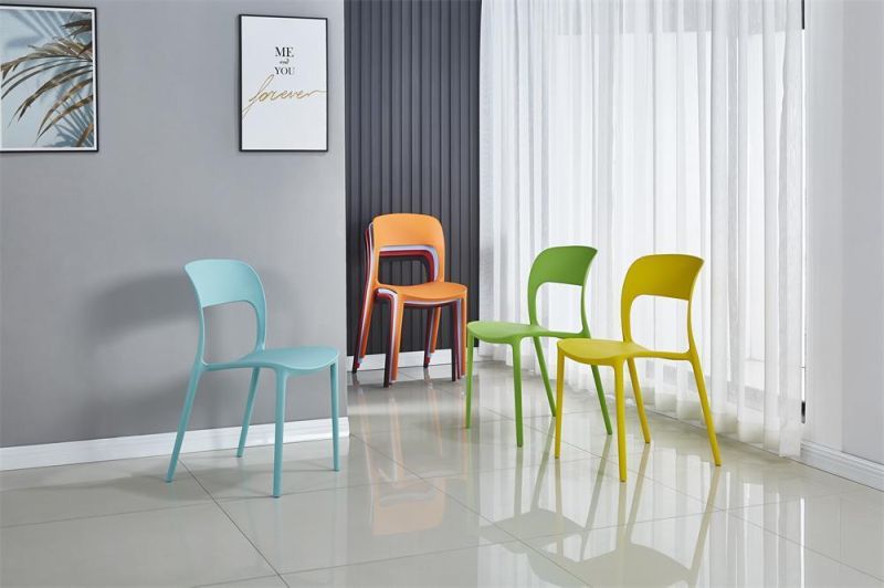 Factory Wholesale Stackable Square Back Plastic Chair Colorful PP Dining Chairs Hot Selling for Outdoor Indoor