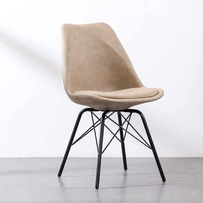 Restaurant Furniture Coffee Luxury Leather Iron Wire Legs Dining Chair