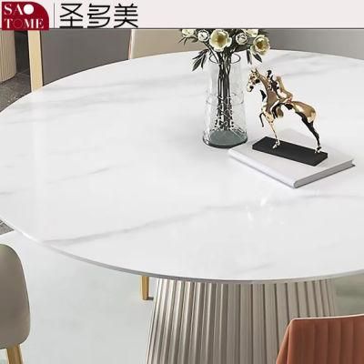 Slate Top PU Cover Steel Leg Dining Tables for Home