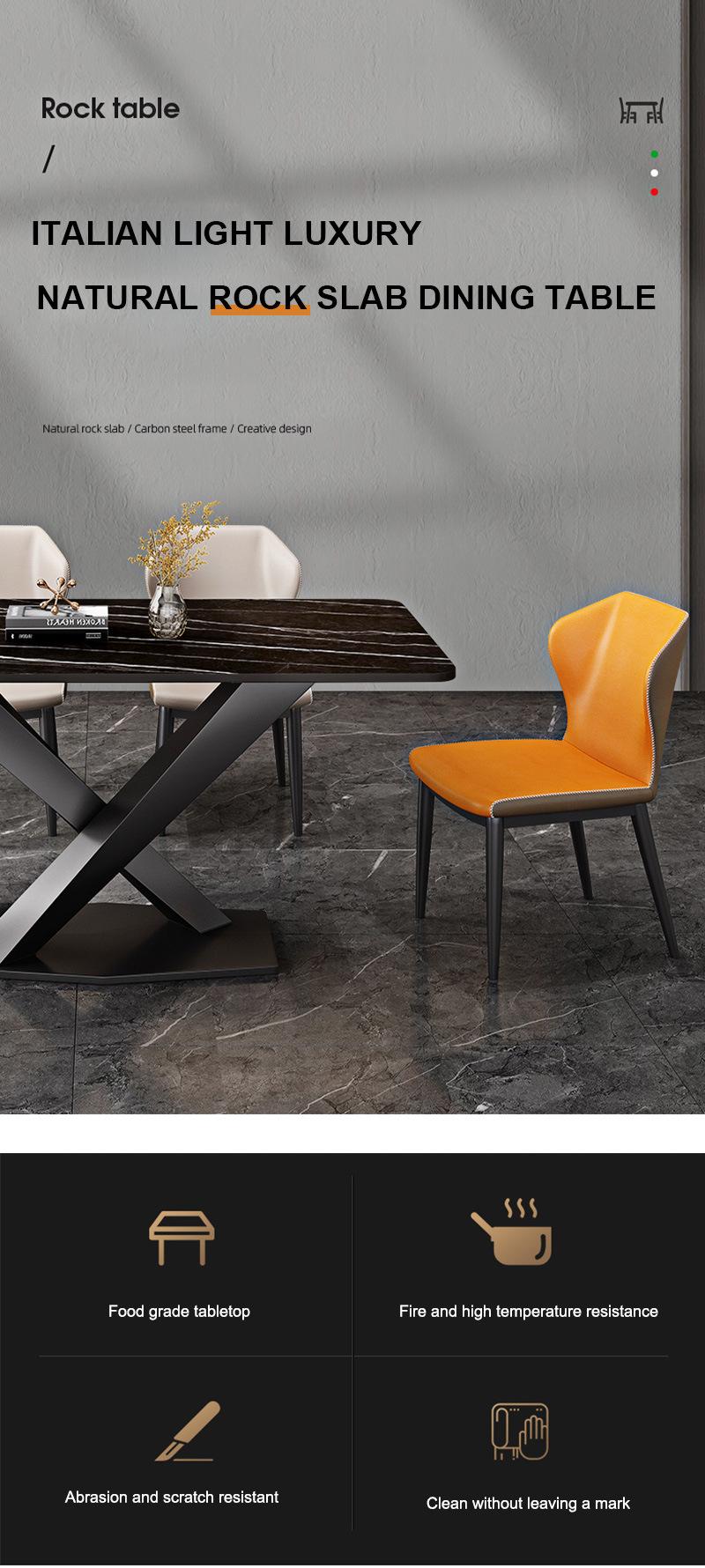 Industrial Modern Furniture Nordic X-Shape Metal Legs Square Marble Dining Table