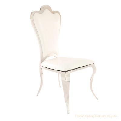 Cheap Home High Back Metal Gold Stainless Steel Frame White Wedding Dining Chair