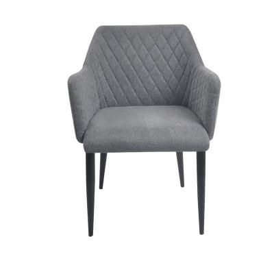 High Quality Dining Furniture Home Kitchen Fabric Gray Dining Chairs with Black Legs