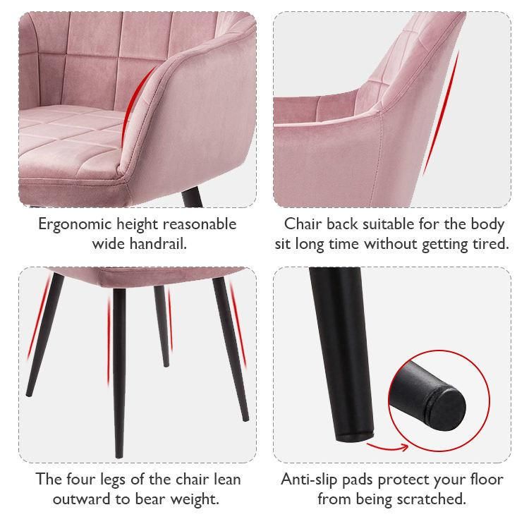 Wholesale Modern Luxury High Back Soft Back Fabric Dining Room Chair with Metal Legs