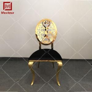 Flower Cross Back Gold Stainless Steel Wedding Chairs Rental