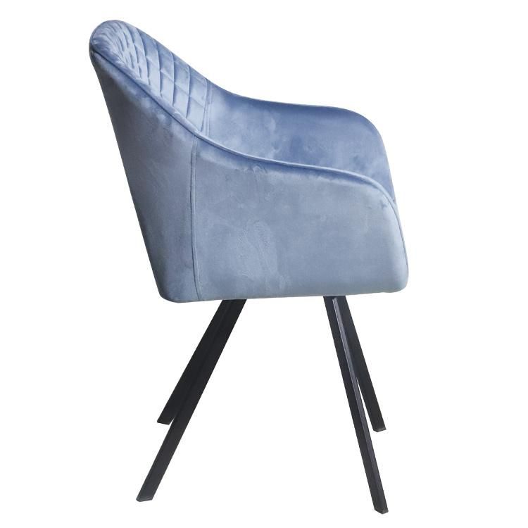 Modern Style Colorful Fabrics Chair with Metal Leg High Back Quality Restaurant Velvet Dining Chair