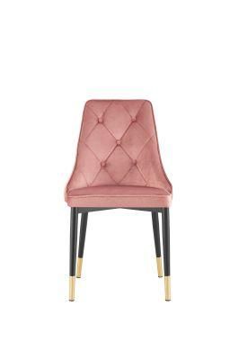 Hotel Dining Chair Modern European Style Metal Leg Velvet Dining Chair