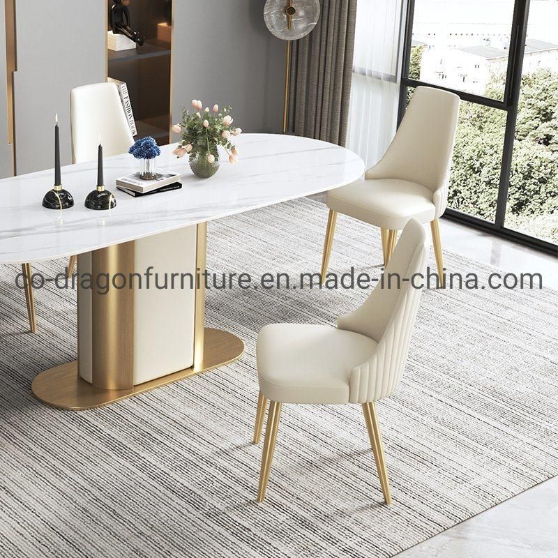 Luxury Stainless Steel Frame Leather Dining Chair for Home Furniture
