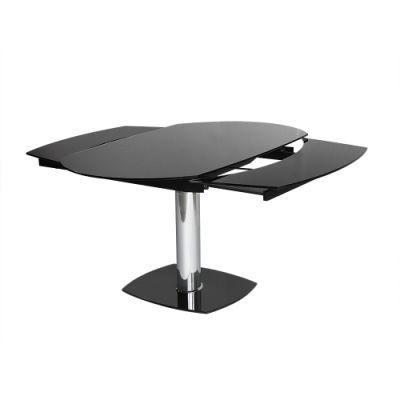 Modern Tempered Glass Top Metal Dining Table