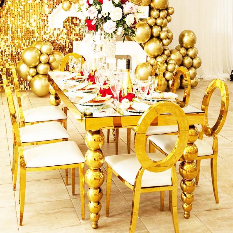 Wholesale New Style Champagne Gold Dining Stainless Steel Wedding Chairs for Sale