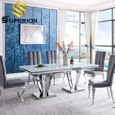 Light Grey Velvet Chrome Frame Dining Chair for Table