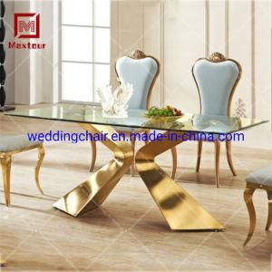 2019 Luxurious Home Use Golden Stainless Steel Dining Table Set