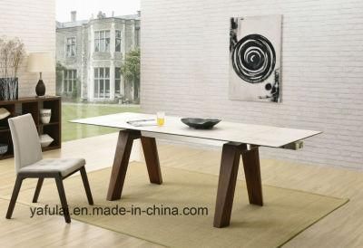Manucafacture Extension Modern Design Ceramic Top Solid Wood Dining Table Furniture