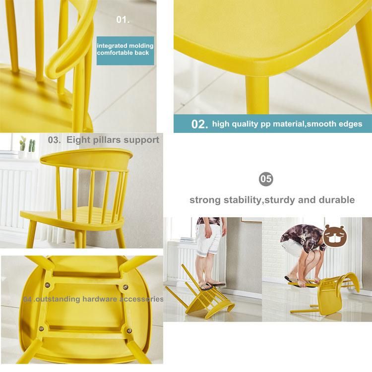 Home Furniture MID Back Simple Design Colorful Dining Plastic Chair