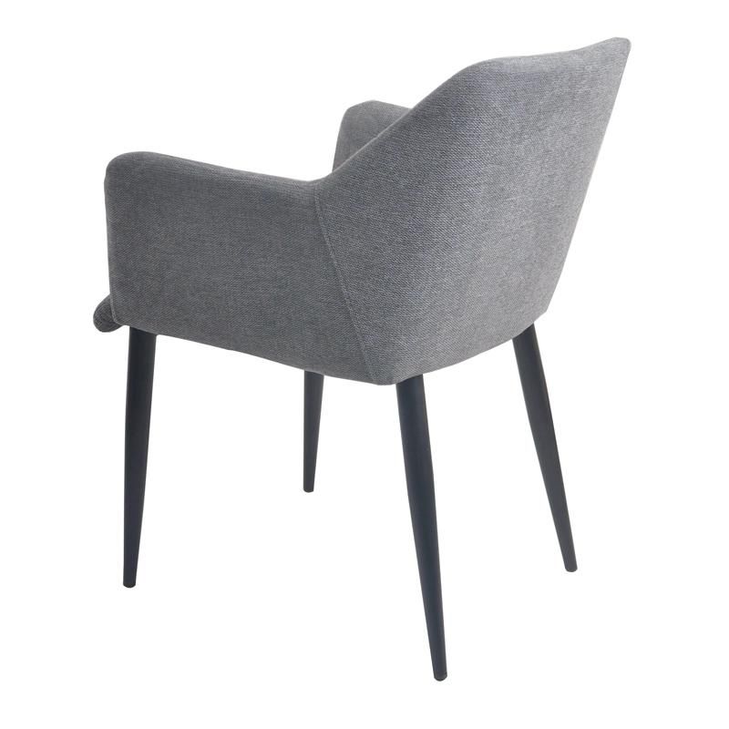 High Quality Dining Furniture Home Kitchen Fabric Gray Dining Chairs with Black Legs