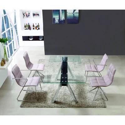 Wholesale Morden Extend Hotel Glass Top Stainless Steel Base Dining Table